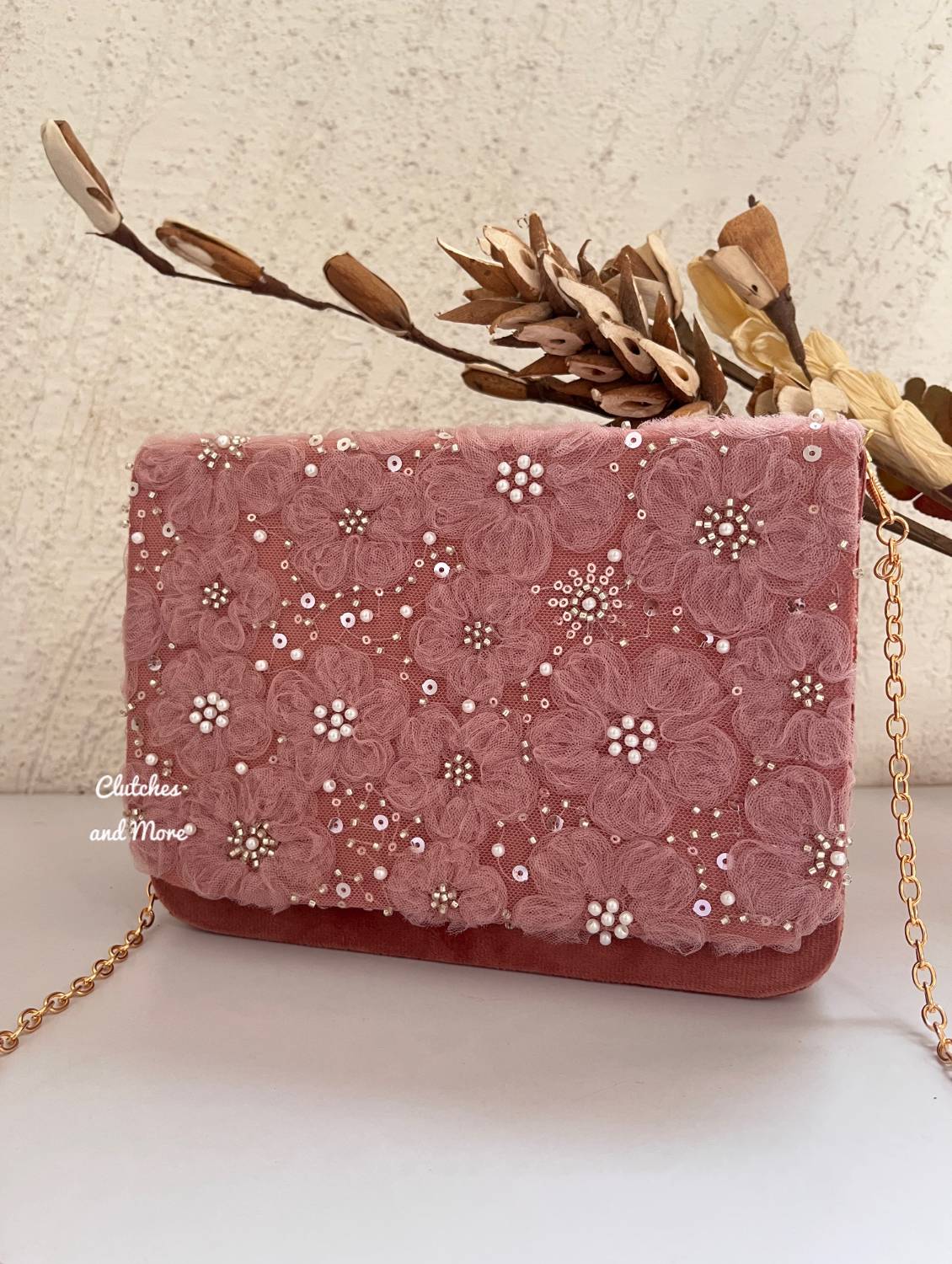 Floral Box Clutch Pink