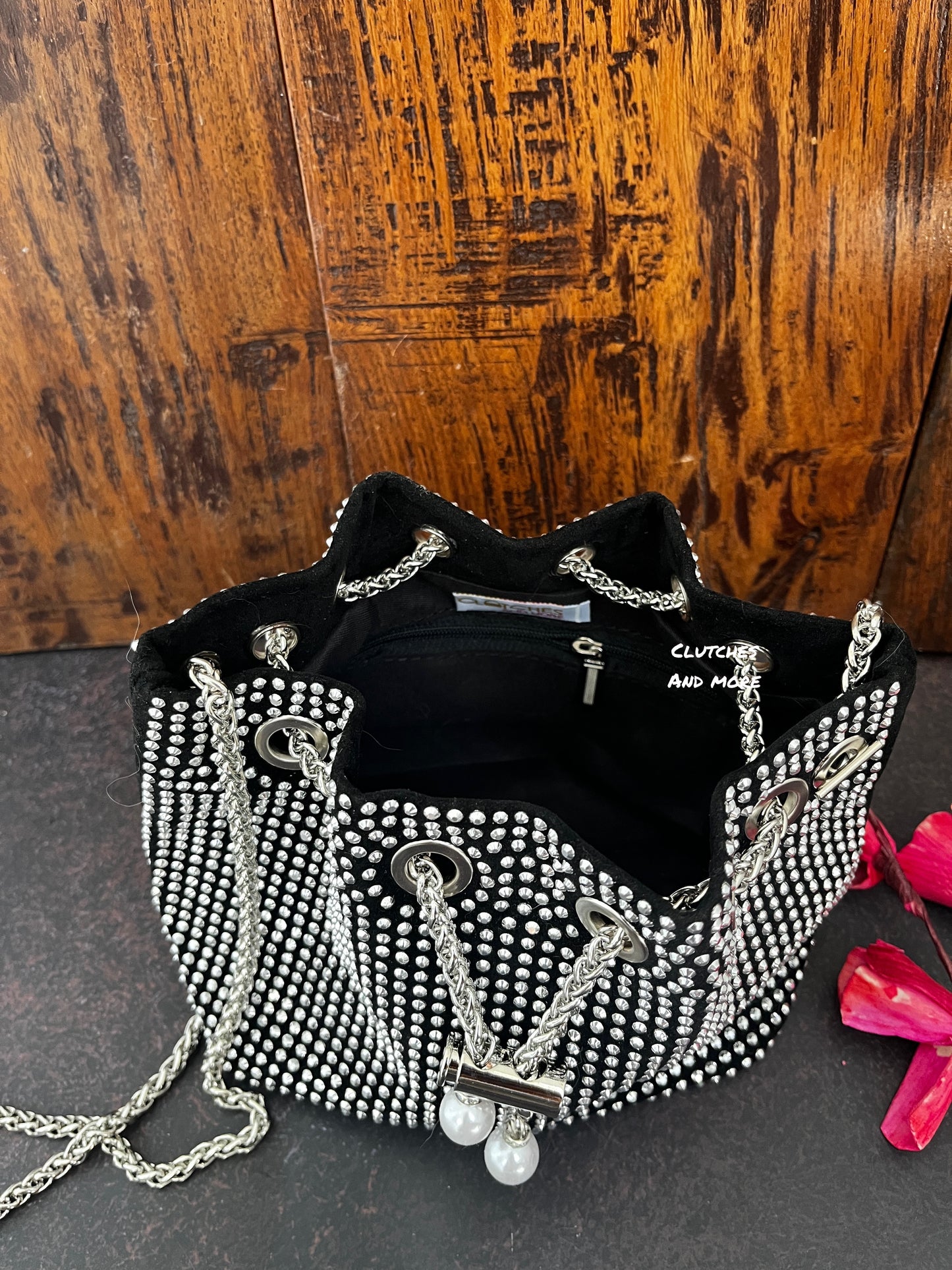 Silver and Black Bucket Bag