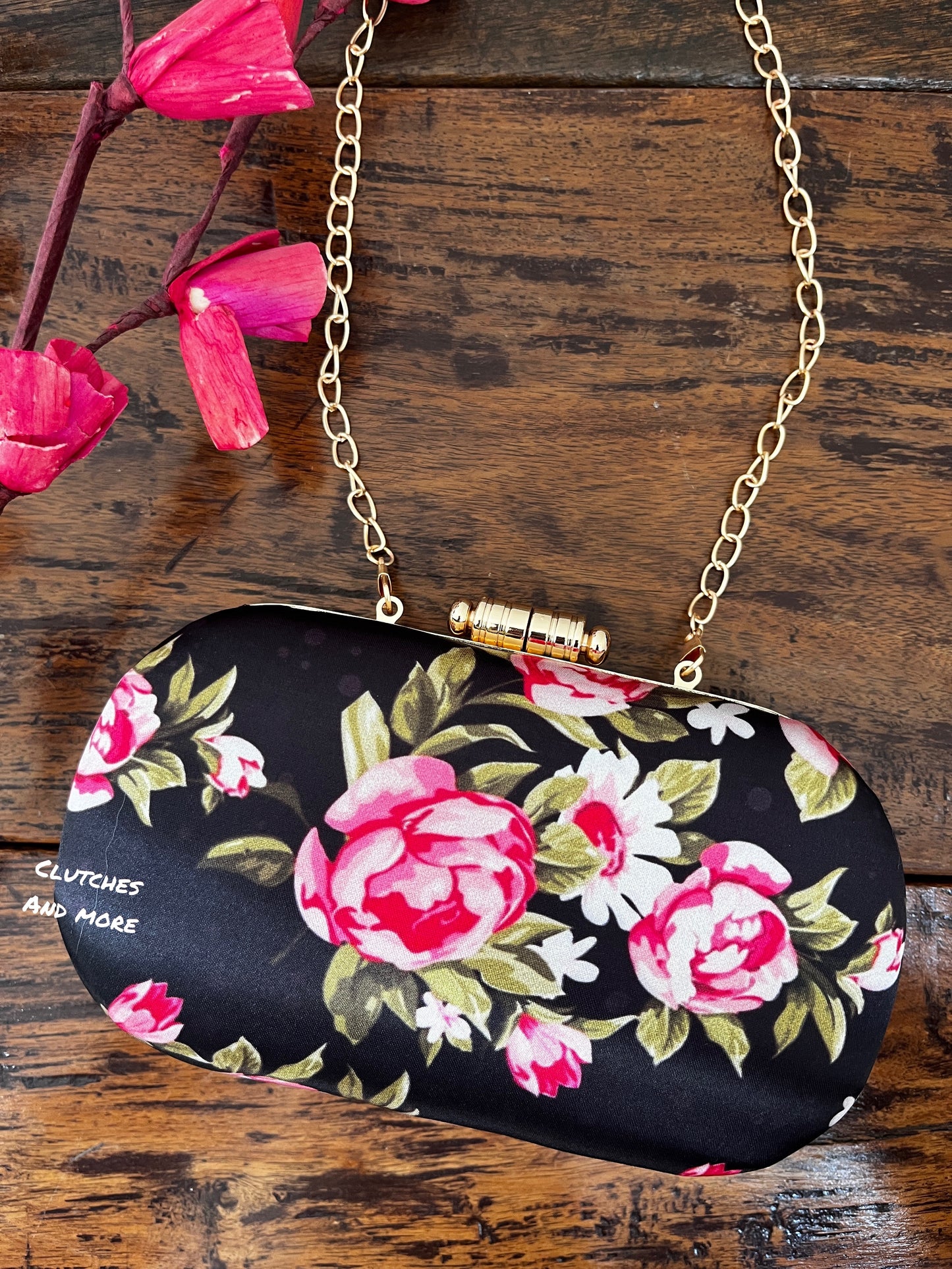 Black Floral capsule clutch