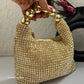 Rhinestone Gold Bag With Pearl Handle