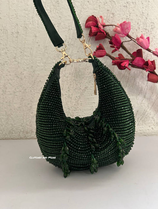 Aamna Moon Crystal Bag Green
