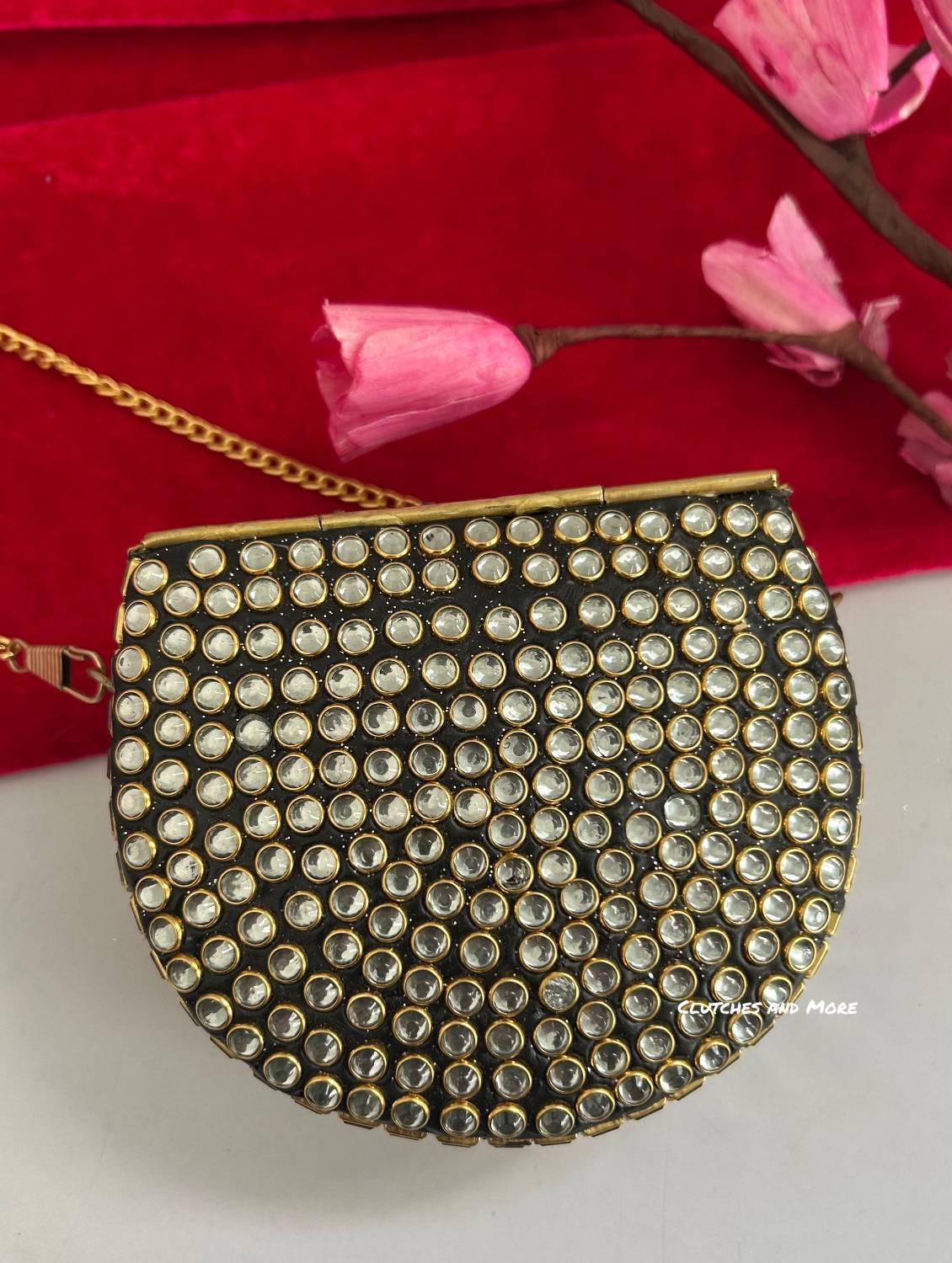 Kasika Kundan Brass Mini Clutch