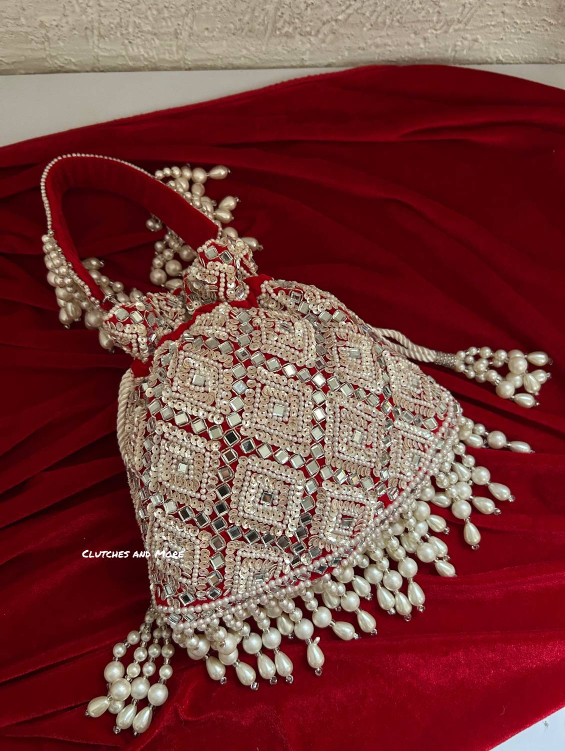 Premium Mirror Potli Red