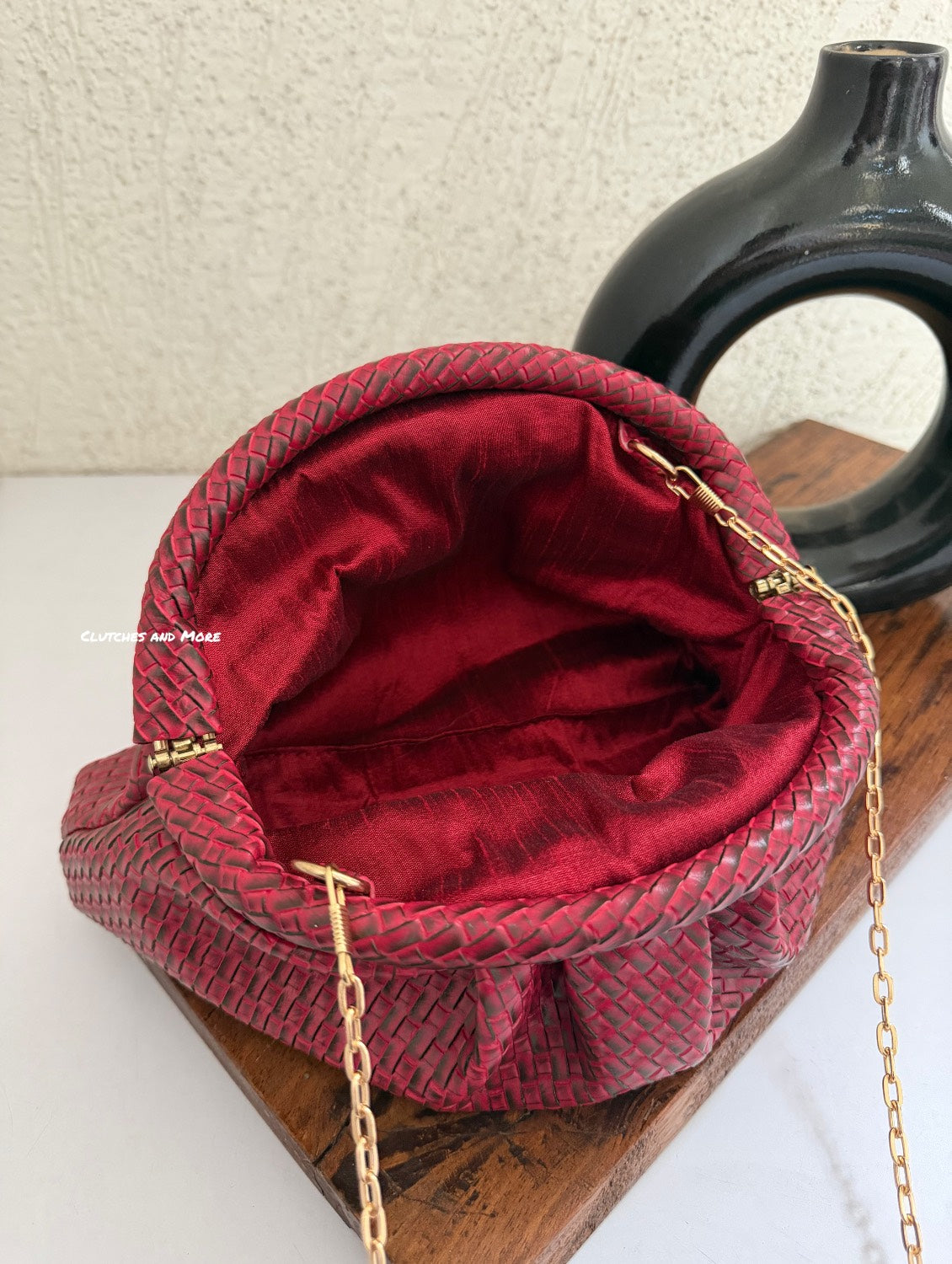 Woven Batua Bag Maroon