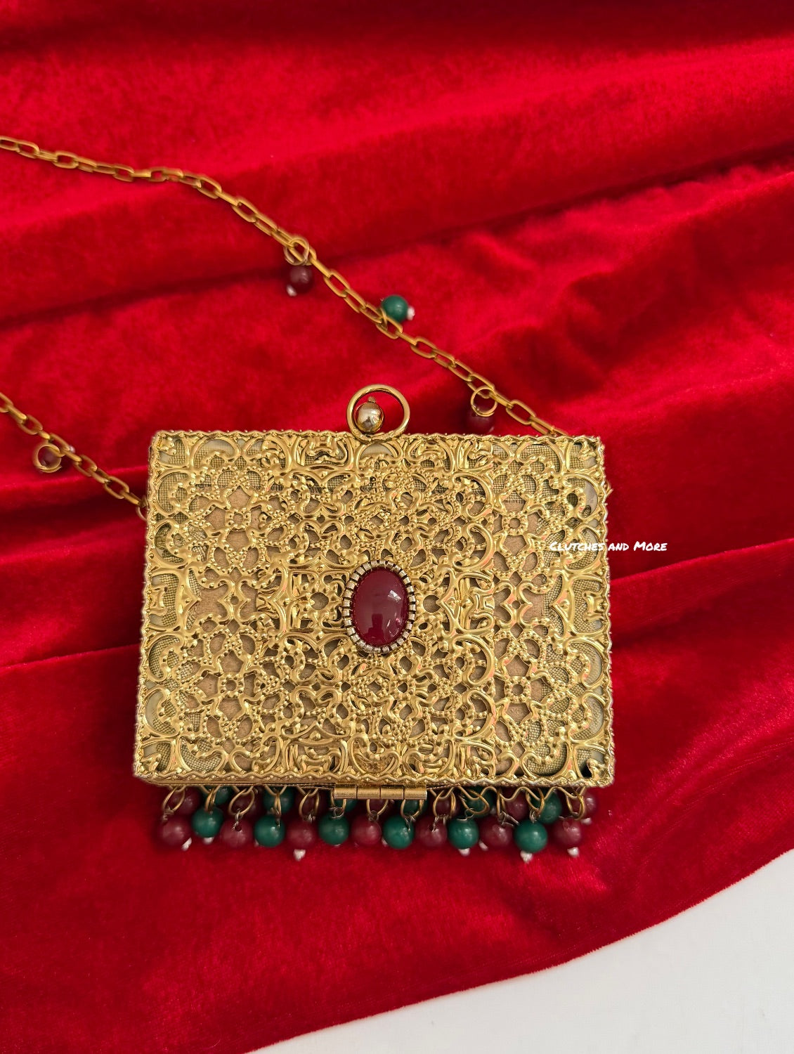 Mumtaz Mini Metal Jaal Bag Gold Multi