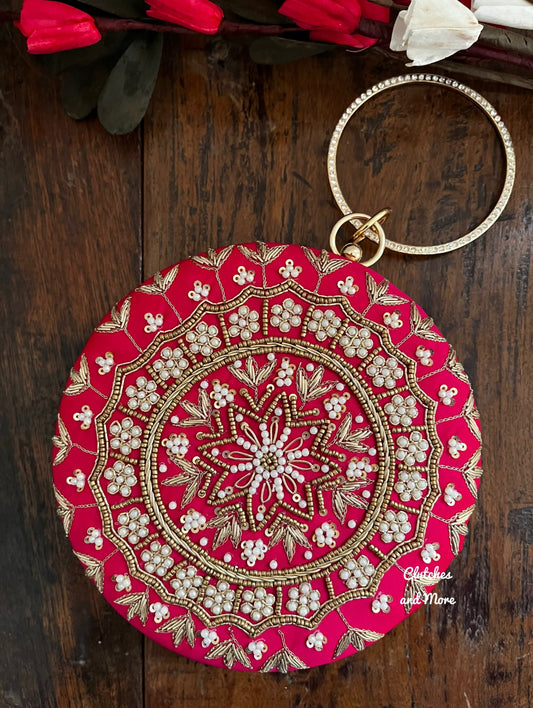 Chakra Pink Round Clutch