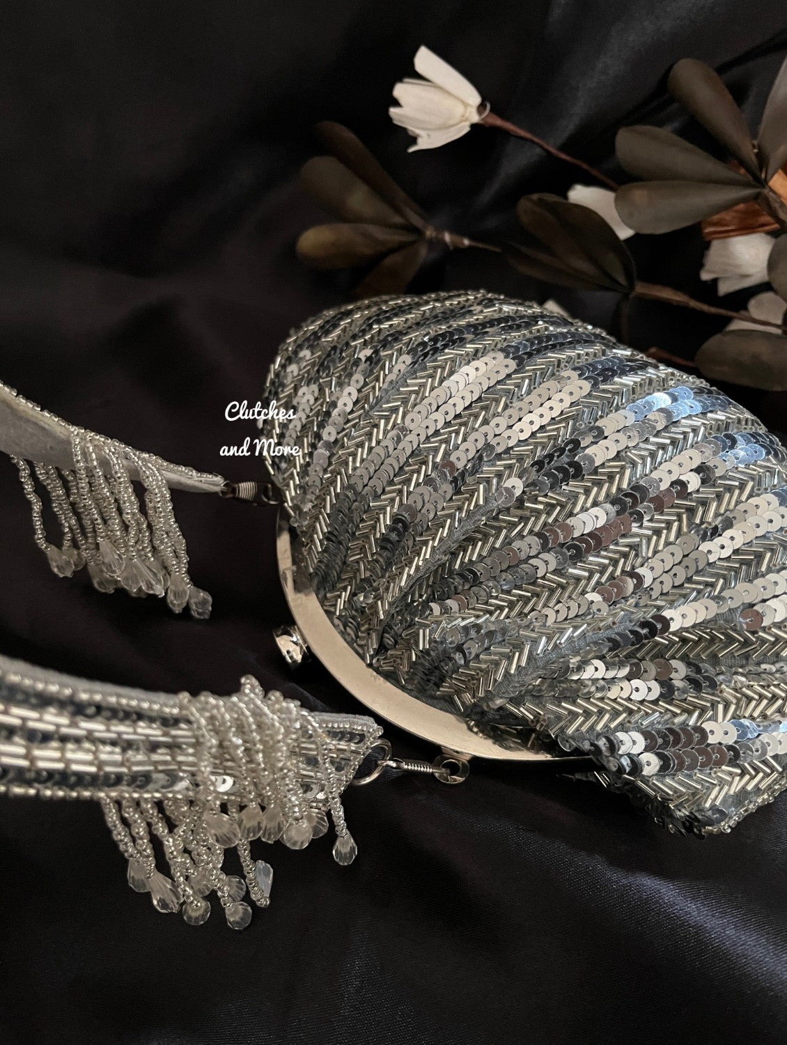 Silver Crystal Batua Bag