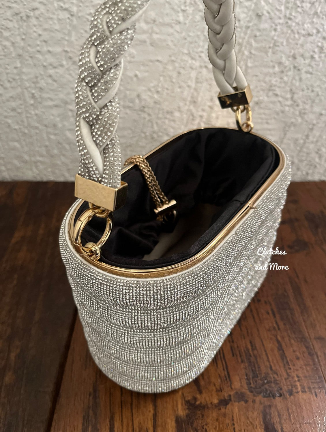 Rhinestone Bucket Bag Silver