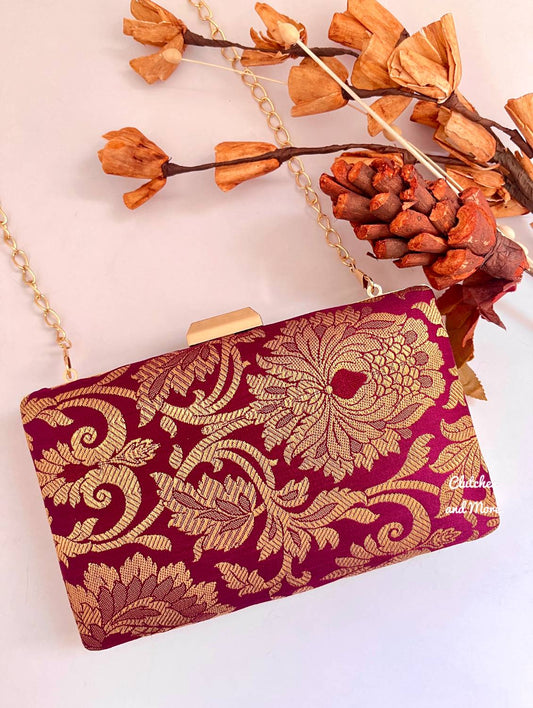 Kala Banarsi Clutch Wine