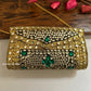 Kasika Kundan Brass Clutch Gold Green