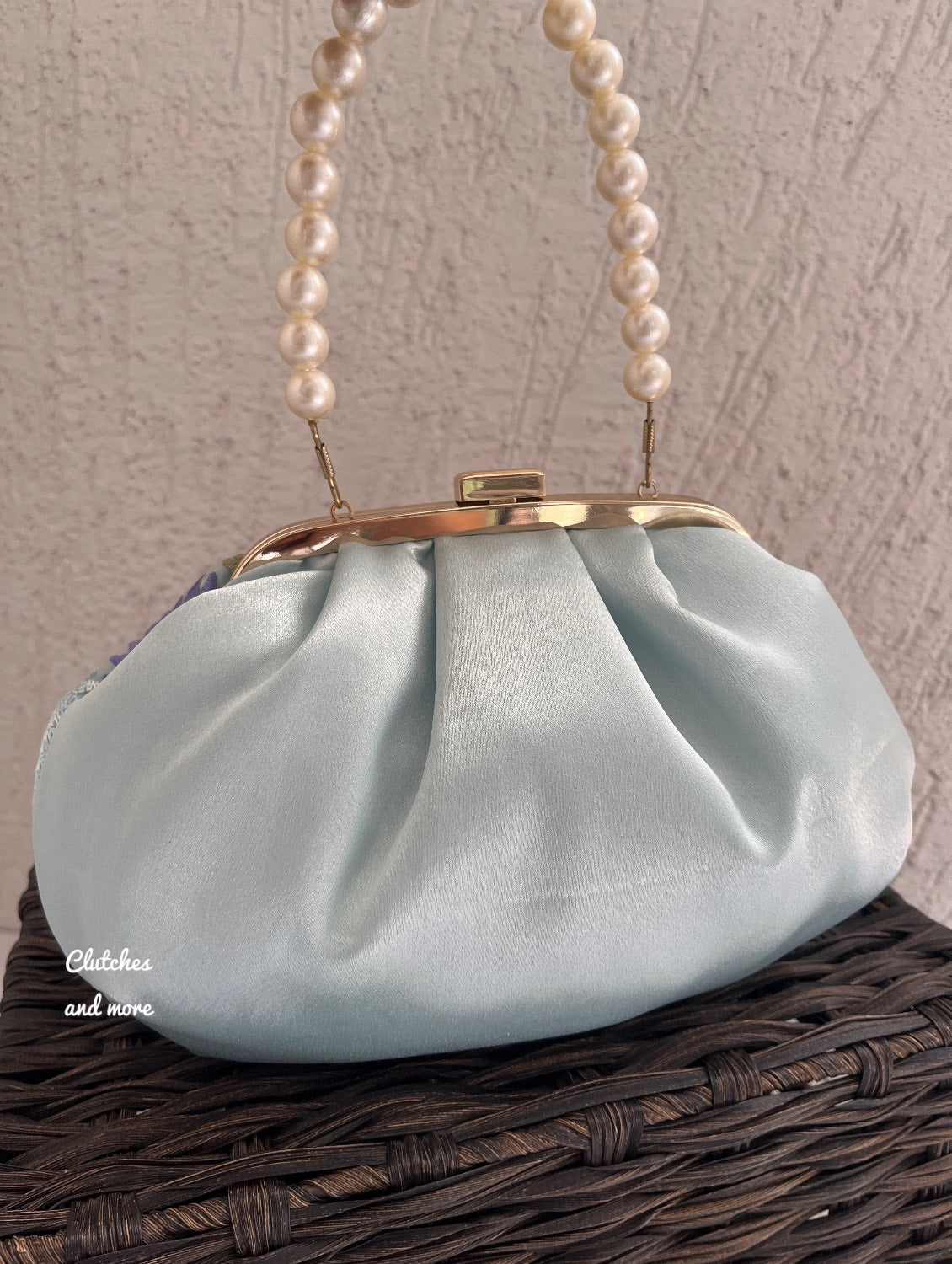 Garden of Flowers Batua Bag Light Blue