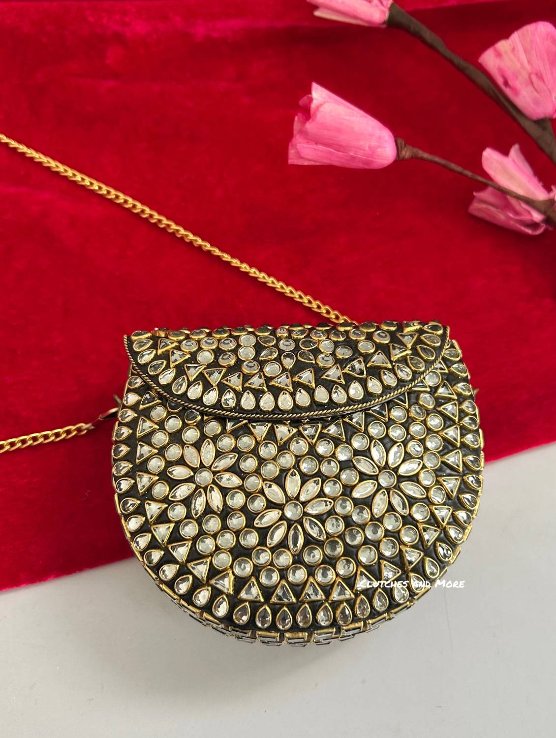 Kasika Kundan Brass Mini Clutch