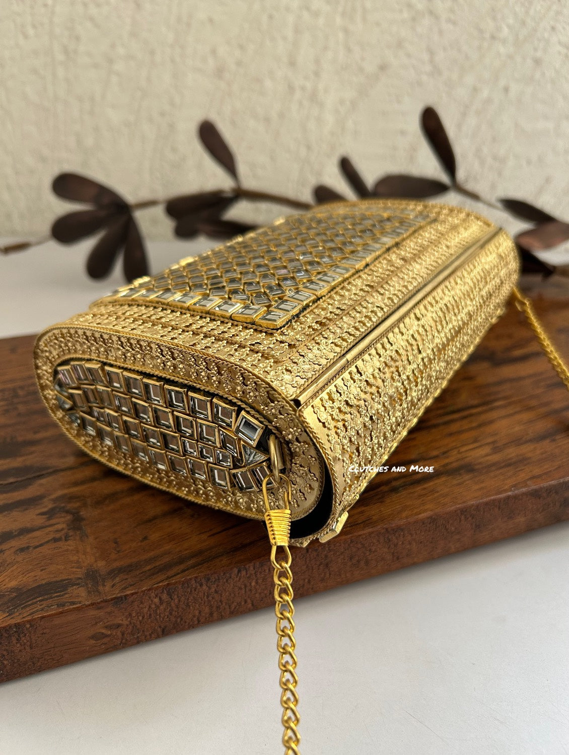 Kasika Kundan Brass Clutch Multicolored