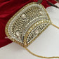 Kashish Kundan Brass Clutch White Gold