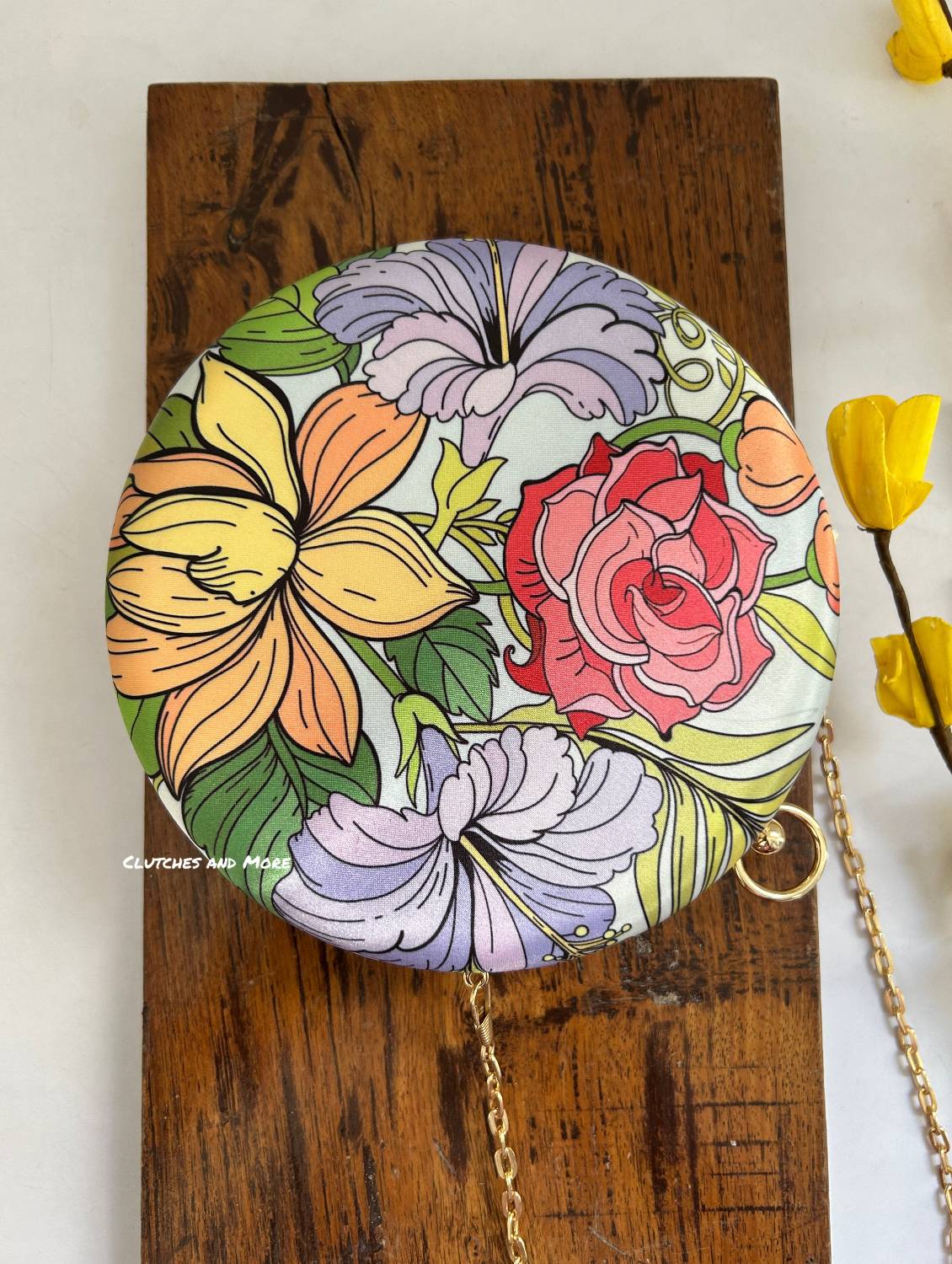 Poppy Floral Round Multicolored Clutch