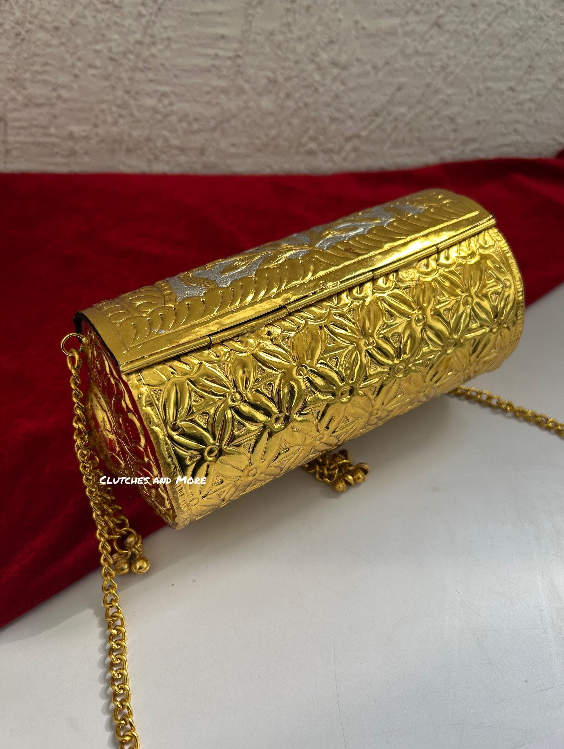 Cylindrical Gold Silver Brass Clutch