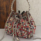Luxe Multicolored Pearl Bucket Bag