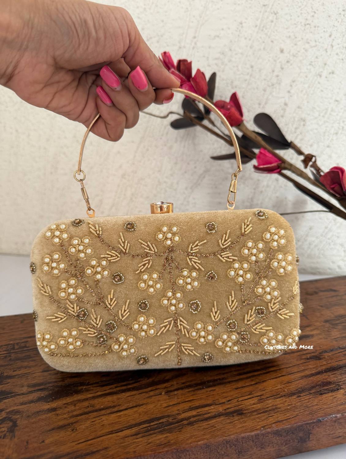 Maahi Gold Handwork Clutch Bag