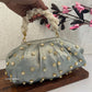 Kundan Batua Bag Silverish Blue