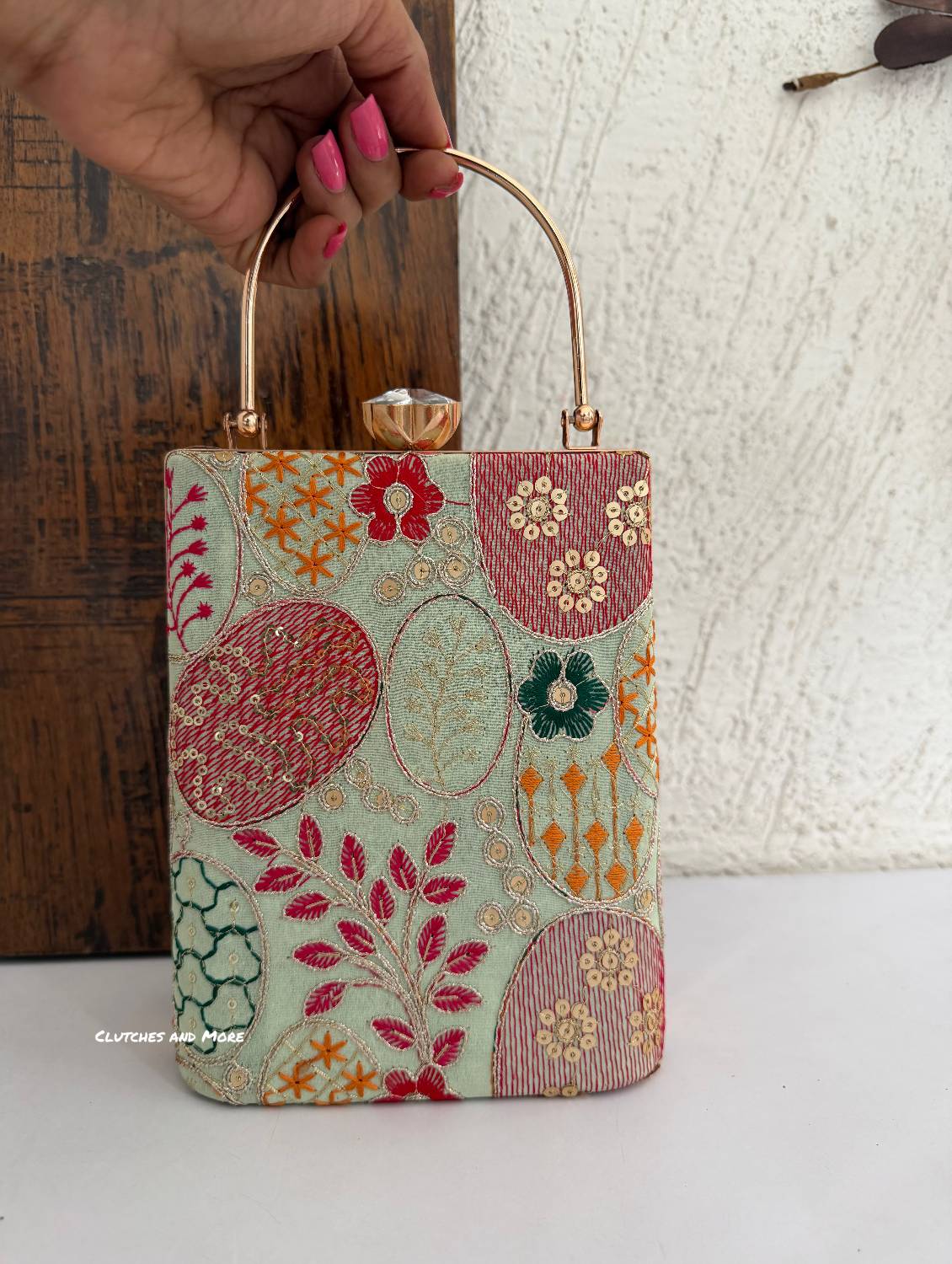 Ibadat Lakhnawi Chikankari Bag Light Green