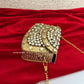 Kasika Kundan Brass Clutch Mini Gold White