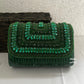 Green Stone and Crystal Flap Bag