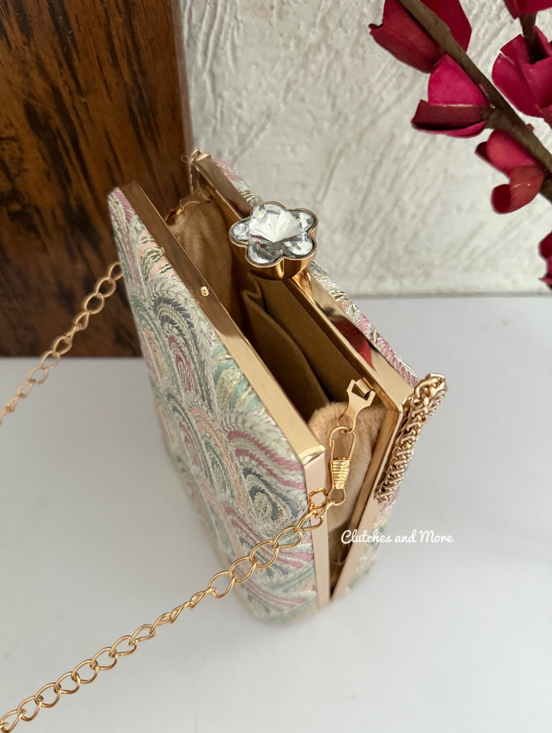 Ibadat Chikankari Bag Gold