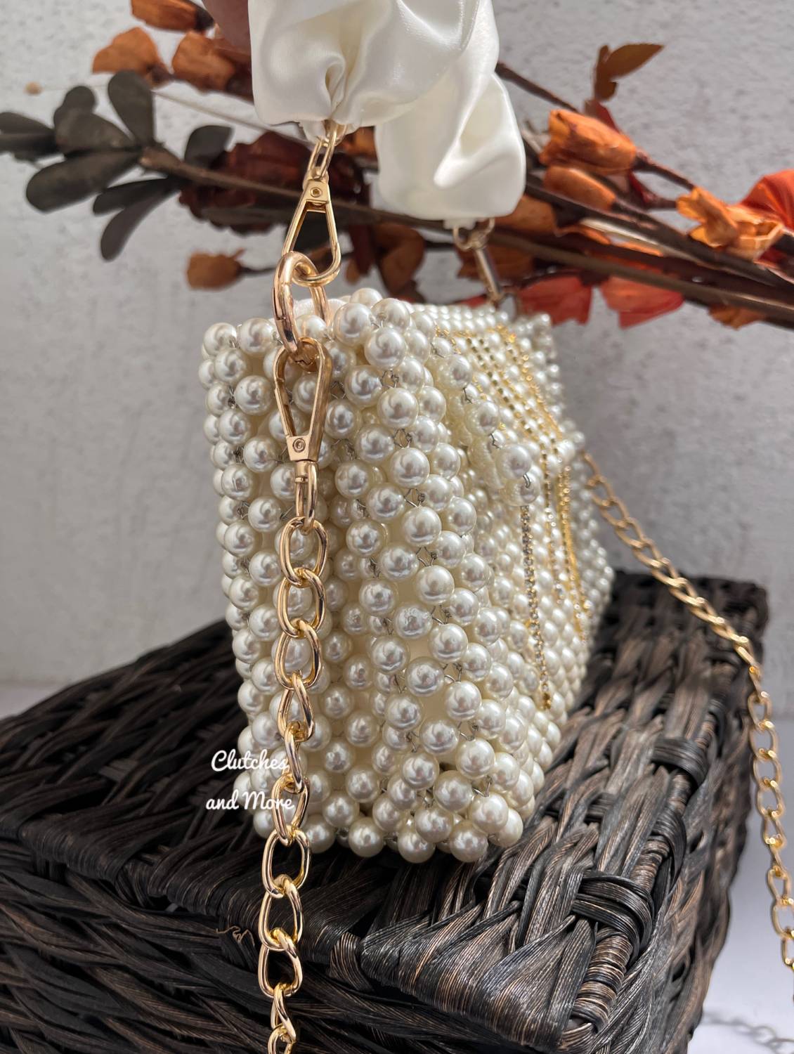 Celebrity Edit White Pearl Bag