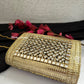 Kasika Kundan Brass Clutch Gold Red