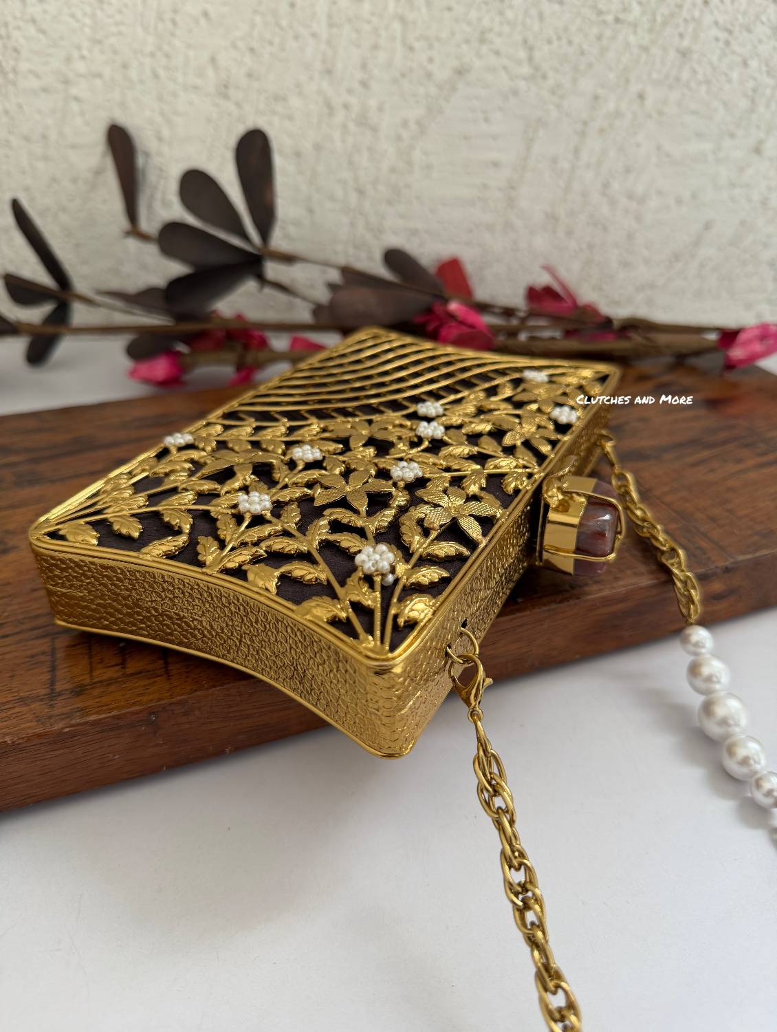 Amaira Mother of Pearl luxury clutch Gold