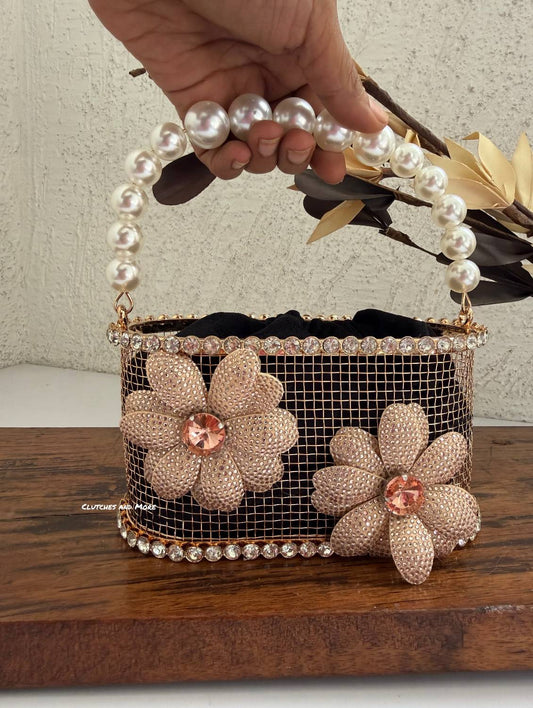 Flower Bucket Bag Mini Black