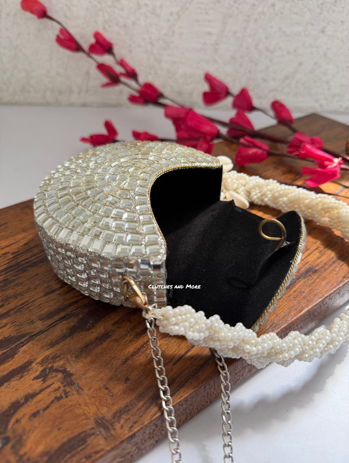 Boho Silver Mini Shell Bag