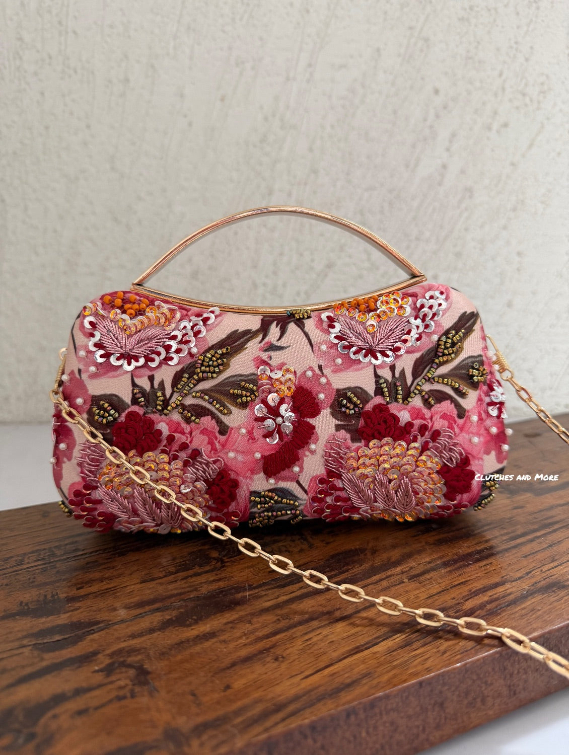 Poppy Floral Capsule Clutch Pink Red Multicoloured