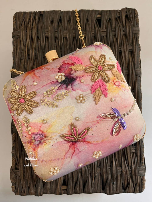 Splash Square Floral clutch