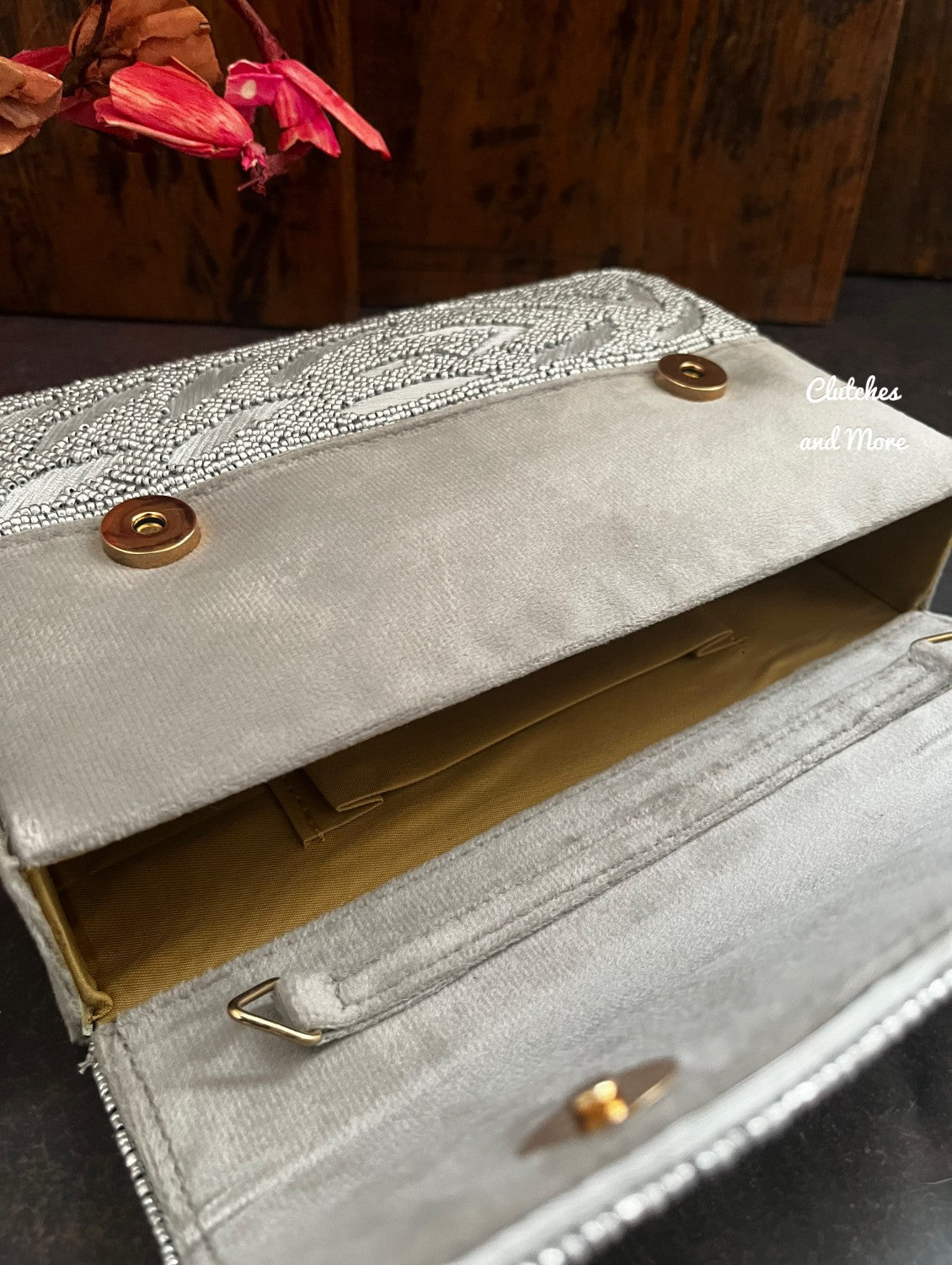 Box Style Flap Bag Silver