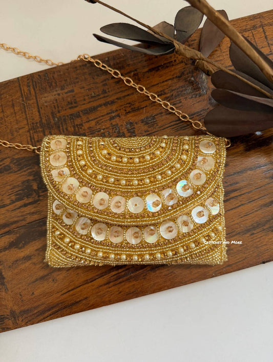 Mini Handwork Flap Bag Gold