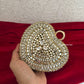 Kiana Kundan Heart Clutch Mini Nude Gold
