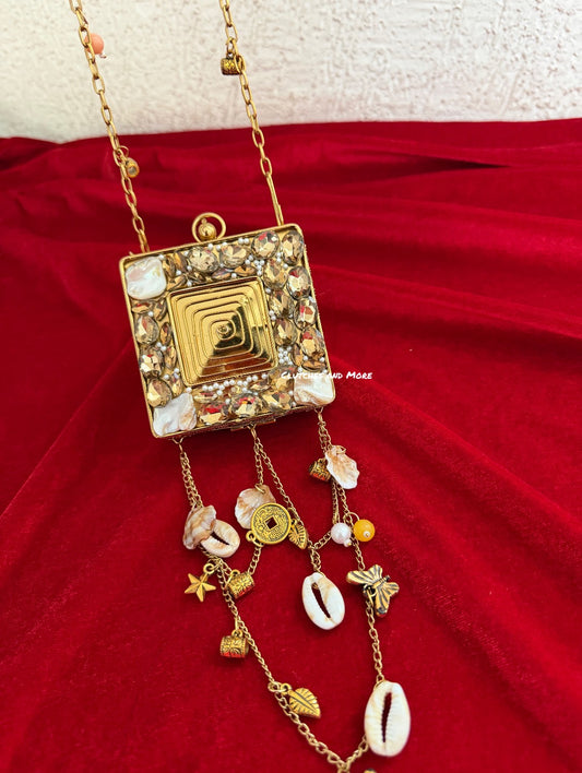 Mini Mother of Pearl Square Clutch Gold