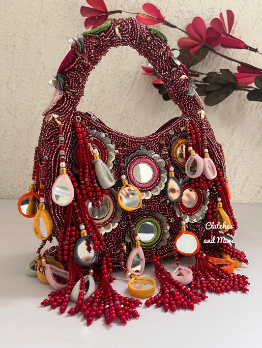 Chandni Mirror Bag Deep Red