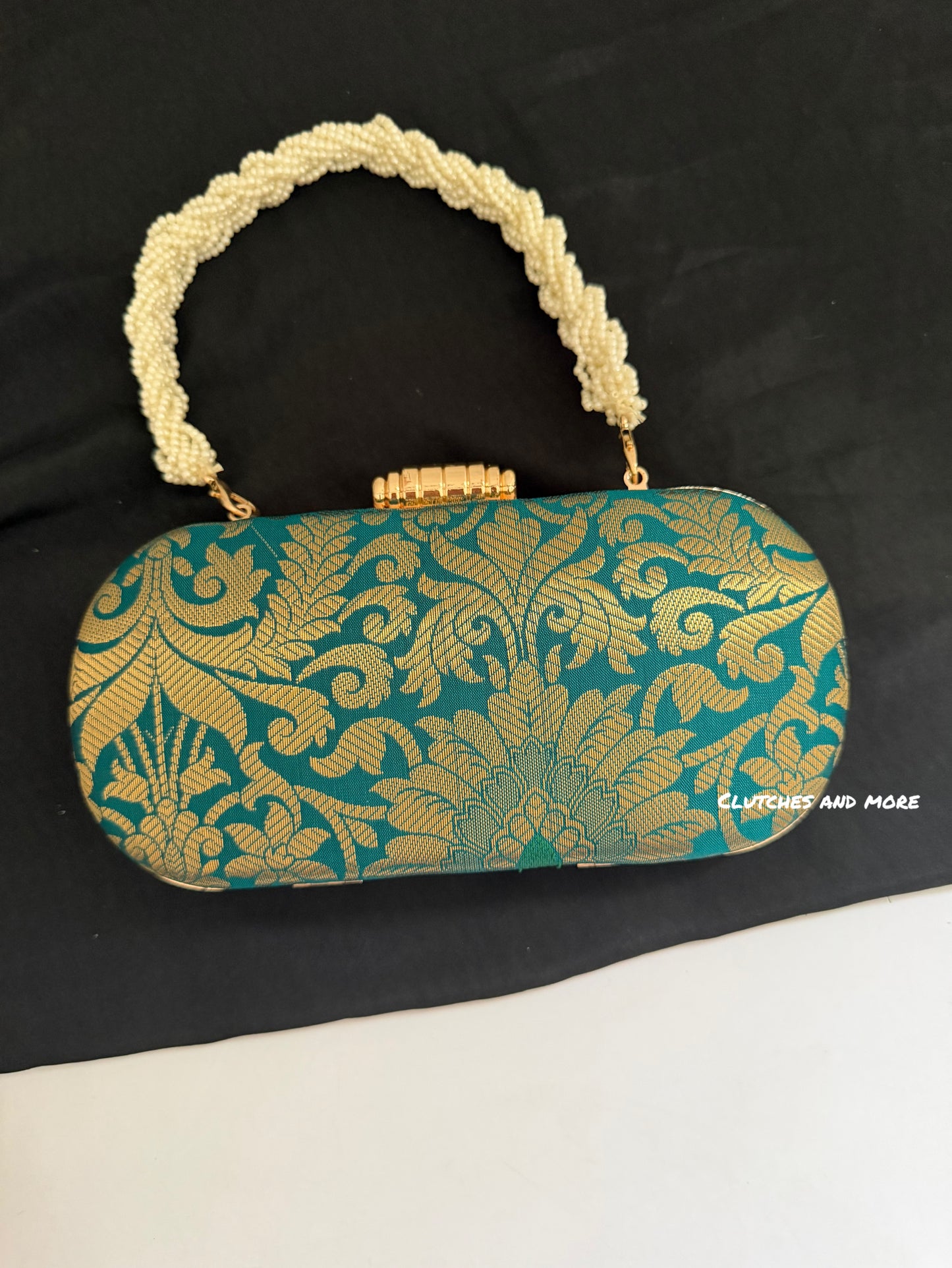 Adaa Banarsi Clutch Turquoise Green