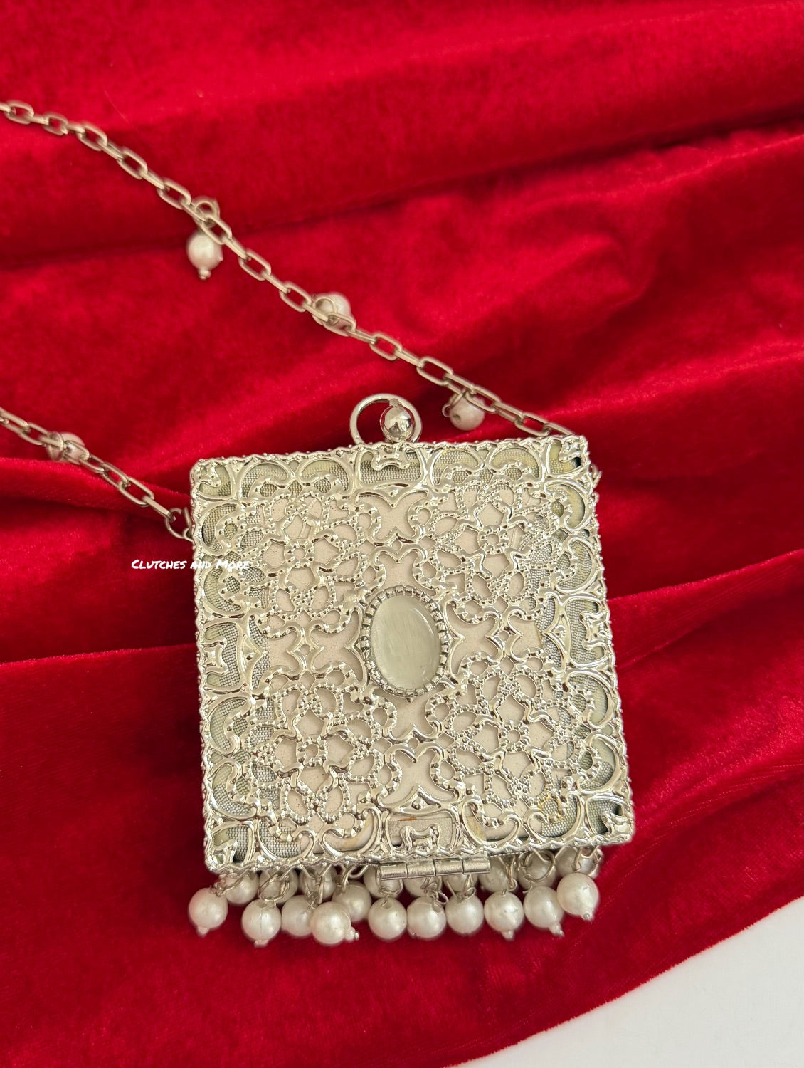 Mumtaz Mini Metal Jaal Bag Silver