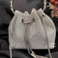 Silver Rhinestone Bucket Bag with Handle