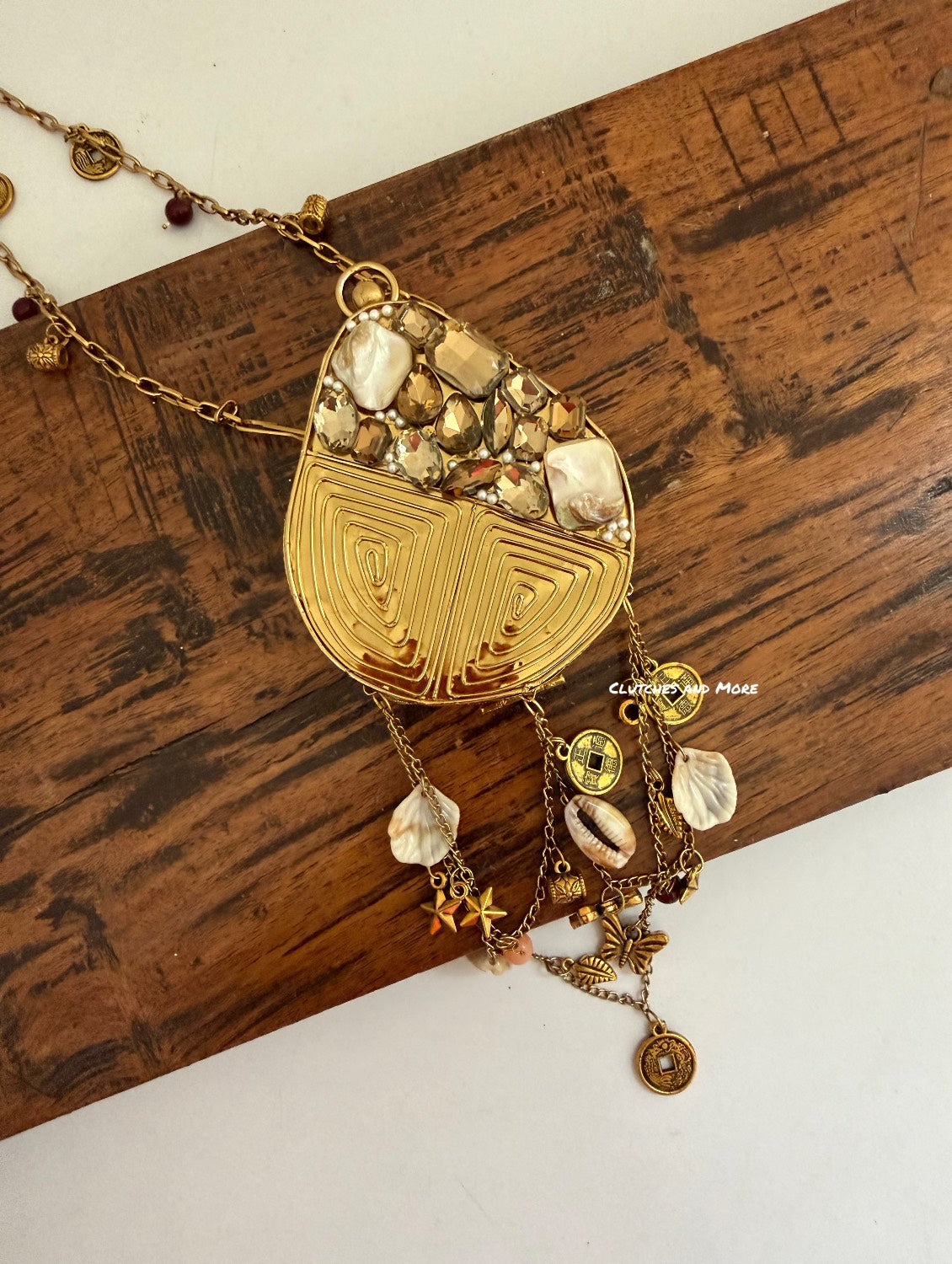 Mini Mother of Pearl Clutch Avacado Gold