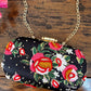 Black Floral capsule clutch