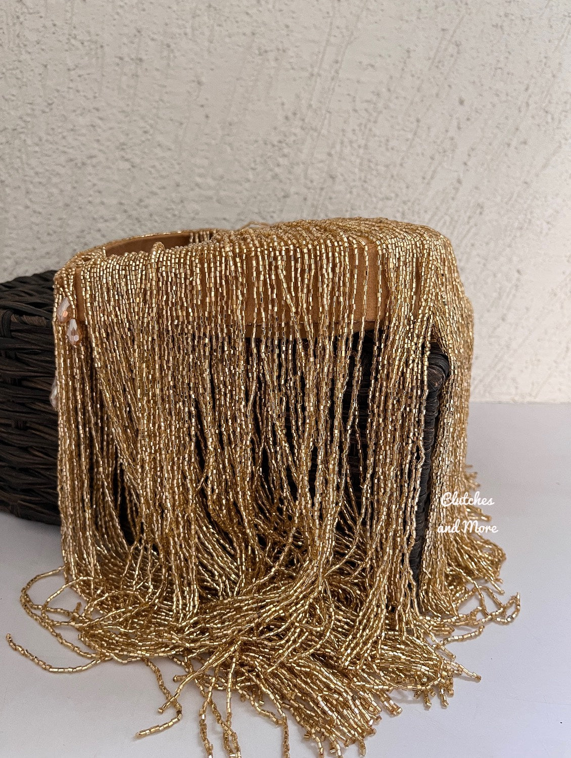 Luxe Moon Fringes Bag Gold