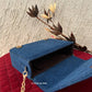 Denim Heart Embellishment Flap Bag