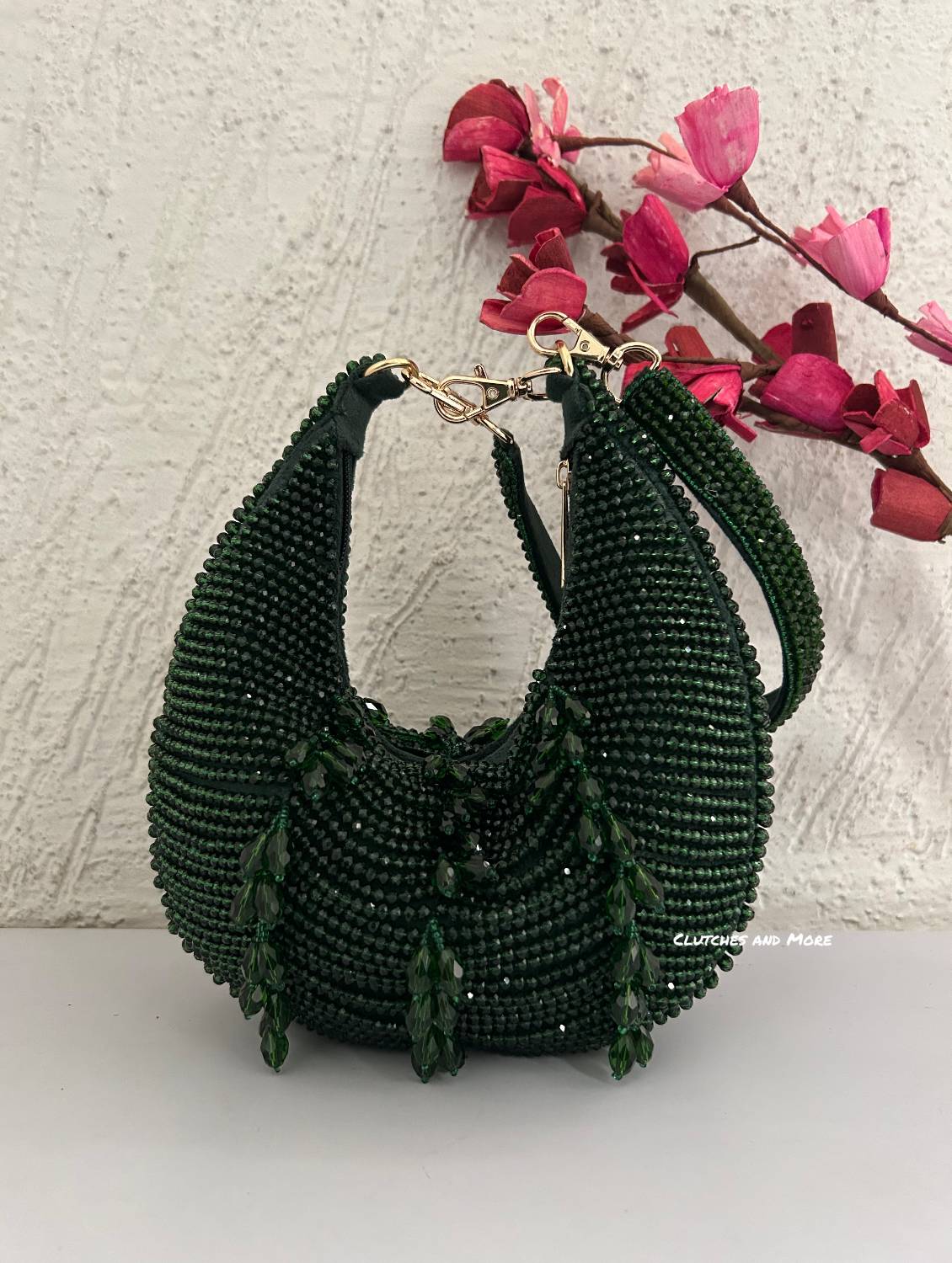 Aamna Moon Crystal Bag Green