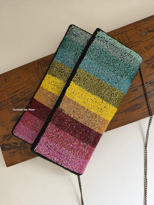 Rainbow Multicoloured Envelope Bag