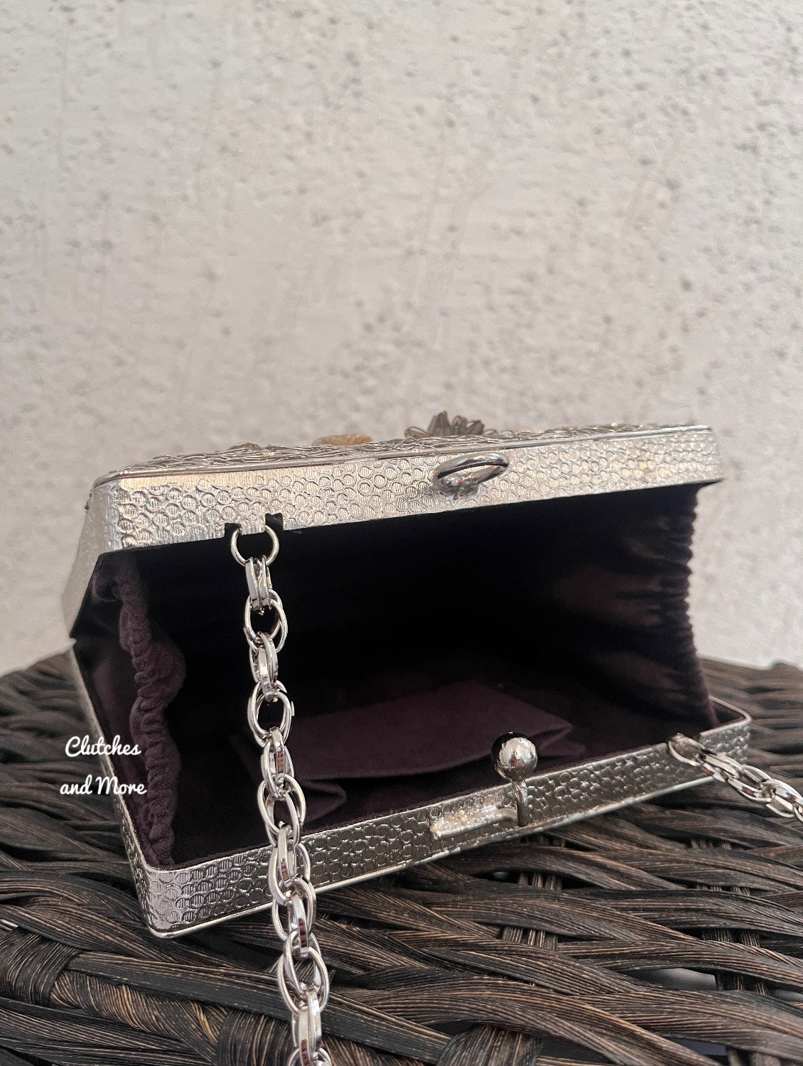 Square Mother of Pearl luxury clutch Silver