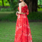 Red Organza Lehenga by Dorie